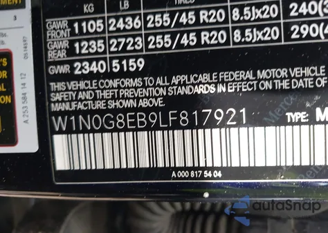 2020 Mercedes-Benz Glc 300 4Matic из США, поврежденный, VIN W1N0G8EB9LF817921